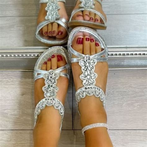 Silver Glitter Sandals .